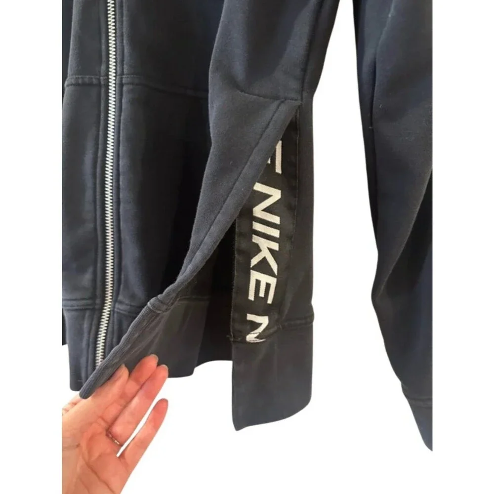 Nike Women's Black Full-Zip Hoodie With Logo Tape Vents